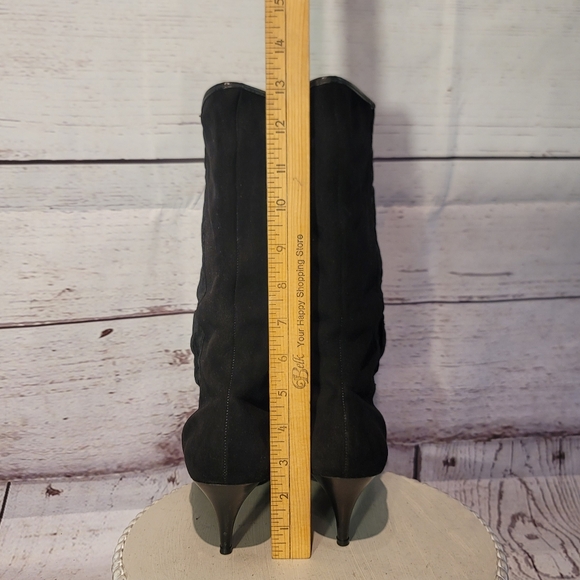 Kickerino Alaskan Black Suede Women's Kitten Heel Calf Boots Approx Size 8M - Picture 14 of 14